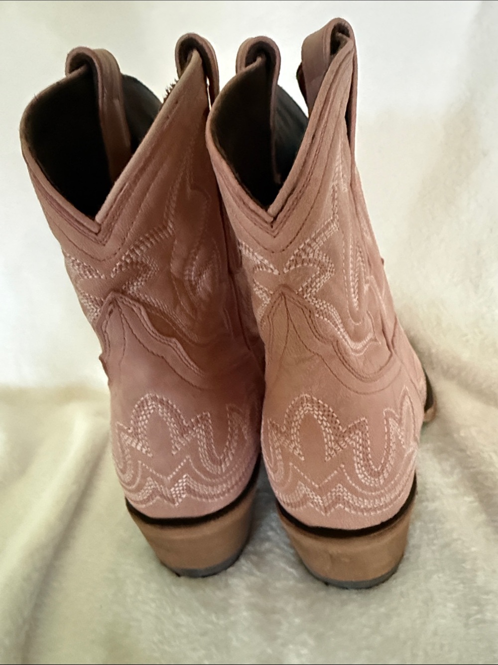 Women's Embroidered Western Ankle Boots - Dusty Pink - Picture 4 of 5